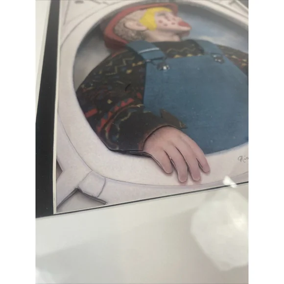 3D Paper Art Sculpture Picture Child With Clown Makeup 2003 Realistic Signed - Picture 5 of 15